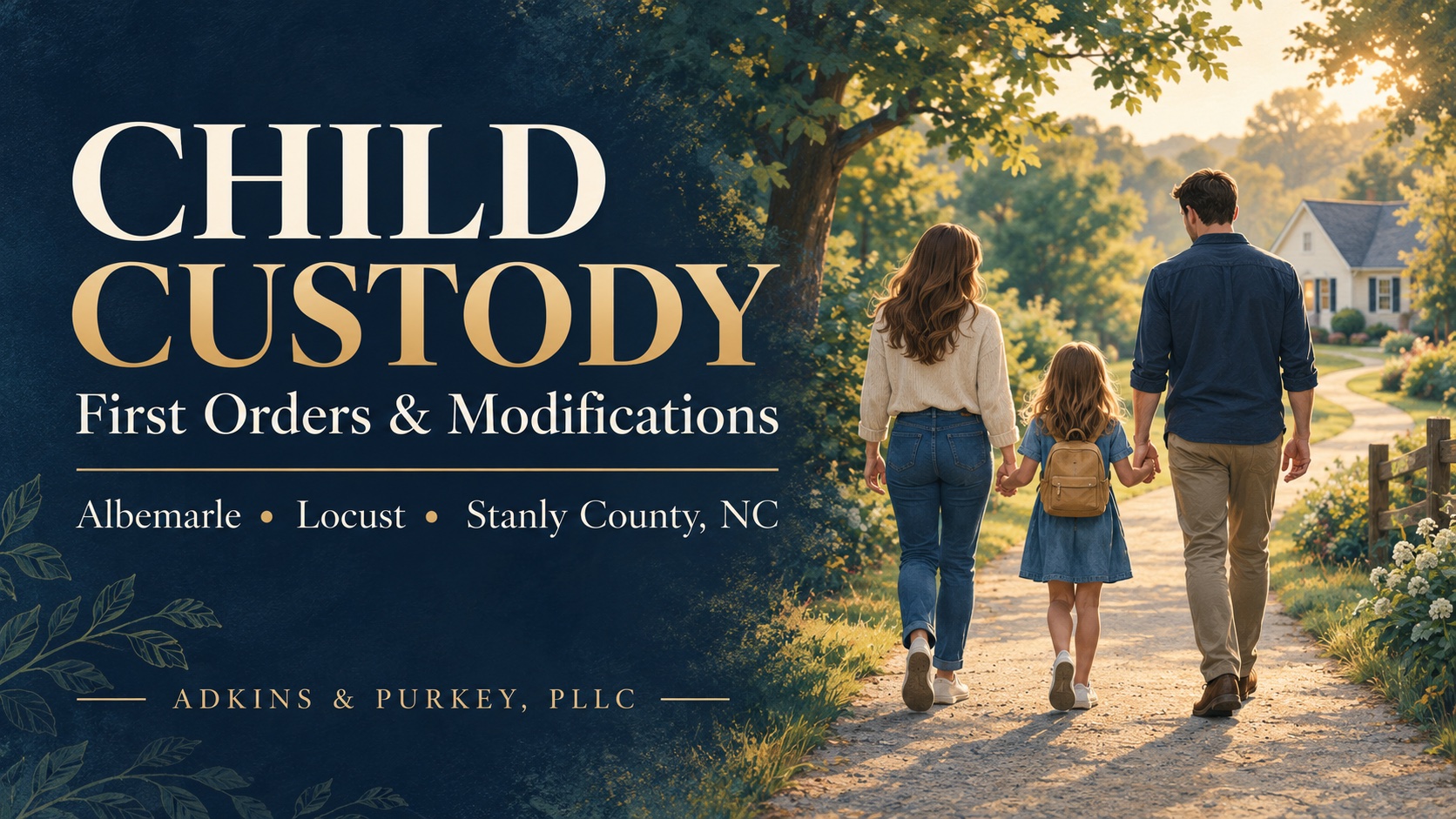 Child Custody: First Orders & Modifications — an editorial illustration for Albemarle, Locust and Stanly County parents.
